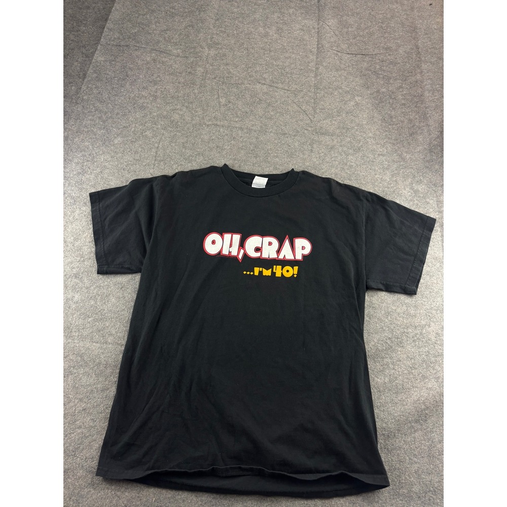 Delta Pro Weight Oh Crap Im 40 Funny Birthday Graphic T-Shirt Black Mens L